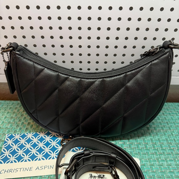 COACH Quilted Mira Crossbody Bag Black/Pewter - Picture 2 of 4